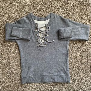 MOTHER 100% Cotton Gray Tie up V-neck sweater size XS.